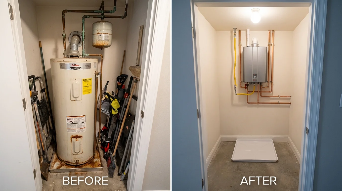 Tank water heater versus wall-mounted tankless unit comparison for Batavia, OH homeowners